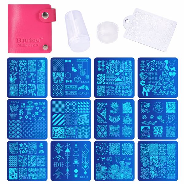 biutee 12 pcs nail manicure plates +1 polish stamper + 1 scraper set nail art stamp plate stamping templates stamper scraper kit, White
biutee 12 pcs nail manicure plates +1 polish stamper + 1 scraper set nail art stamp plate stamping templates stamper scraper kit, White