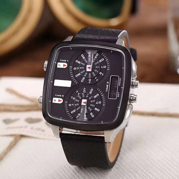 casual men watches dz three time zones stainless steel case leather strap pin buckle quartz electronic display wrist watch 7302, Slivery;brown
casual men watches dz three time zones stainless steel case leather strap pin buckle quartz electronic display wrist watch 7302, Slivery;brown