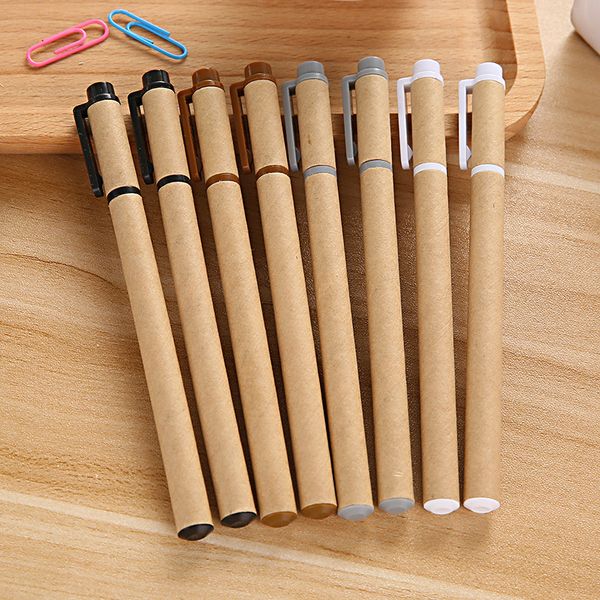 Can Printing Logo Kraft Paper Tube Environmental Protection Ballpoint Pen Regeneration Paper Simple Business Paper Pen Wholesale