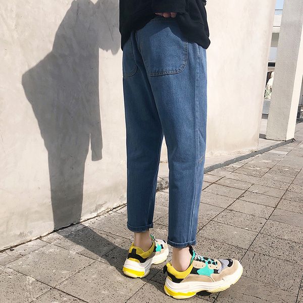 new 2018 spring japanese fahion solid color split joint male trend embroidery cowboy nine part pants men jeans plus size -5xl, Blue
new 2018 spring japanese fahion solid color split joint male trend embroidery cowboy nine part pants men jeans plus size -5xl, Blue