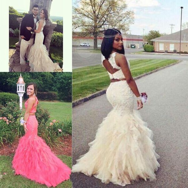 tulle lace ruffled cut out back two piece mermaid evening prom dresses vestidos de noche largos elegantes de fiesta, Black;red
tulle lace ruffled cut out back two piece mermaid evening prom dresses vestidos de noche largos elegantes de fiesta, Black;red