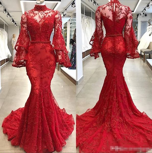 2018 luxury crystal beaded mermaid long sleeve prom pageant dresses high neck muslim kaftan caftan dubai arabic red lace evening gown, Black
2018 luxury crystal beaded mermaid long sleeve prom pageant dresses high neck muslim kaftan caftan dubai arabic red lace evening gown, Black