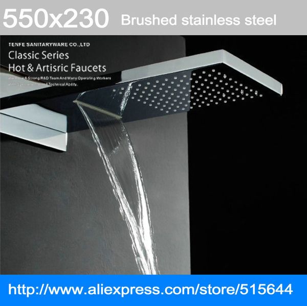 22" super big multifunctional shower head in wall 2 outlet rainfall and waterfall brushed stainless steel
22" super big multifunctional shower head in wall 2 outlet rainfall and waterfall brushed stainless steel