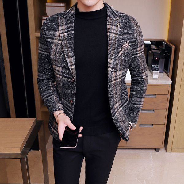 autumn and winter fashion new men's casual boutique thick woolen suit / man's plaid business blazers coat jacket, White;black
autumn and winter fashion new men's casual boutique thick woolen suit / man's plaid business blazers coat jacket, White;black