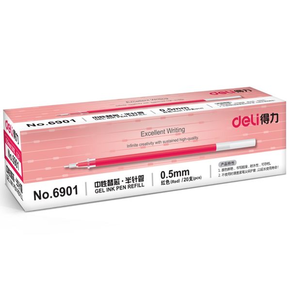 deli gel ink pen refill standard half-tube refill pen half needle head 0.5 mm 20pcs pack 6901, Black;red
deli gel ink pen refill standard half-tube refill pen half needle head 0.5 mm 20pcs pack 6901, Black;red