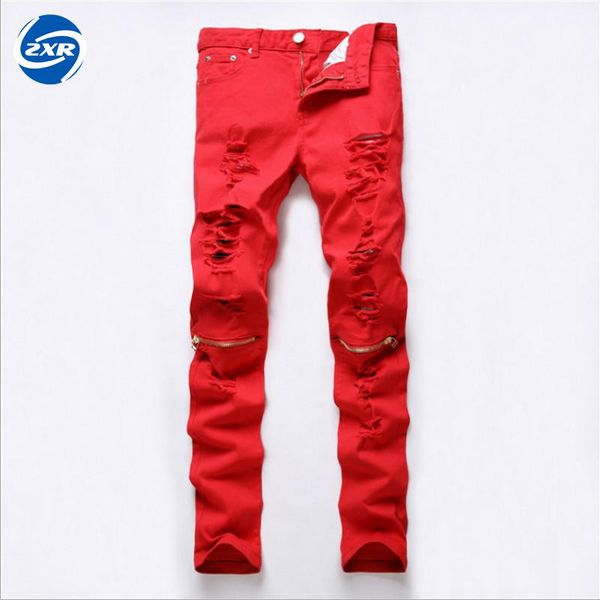 new red ripped knee hole club jeans men slim fit cut destroyed torn jean pants male homme fashion jeans plus size 40, Blue
new red ripped knee hole club jeans men slim fit cut destroyed torn jean pants male homme fashion jeans plus size 40, Blue
