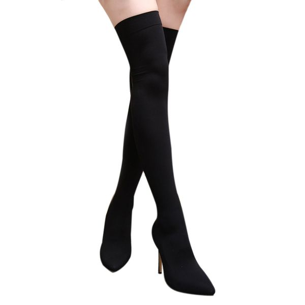 women drill elastic boots pointed high heels stockings over the knee boots woman winter lady women fashion ell, Black
women drill elastic boots pointed high heels stockings over the knee boots woman winter lady women fashion ell, Black