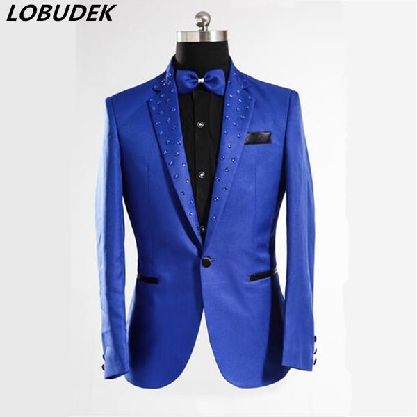royal blue host blazer jacketmale male costume designer fashion men casual splicing link fence prom party for singer dancer, White;black
royal blue host blazer jacketmale male costume designer fashion men casual splicing link fence prom party for singer dancer, White;black