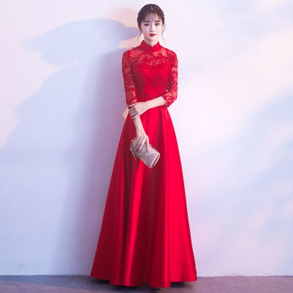 

DH9363 Evening Dress Long 6Colours Qipao Cheongsam Sexy Chinese Traditional Women Party Dresses Oriental Wedding Gowns