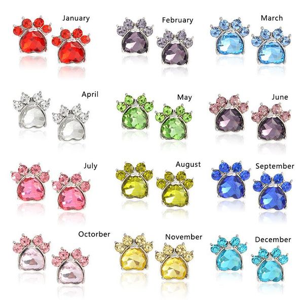 12 colors bohemian birthstone pet paw charms earrings stud crystal dog footprint stud earring birthday party jewelry gift for wome5816660, Golden;silver
12 colors bohemian birthstone pet paw charms earrings stud crystal dog footprint stud earring birthday party jewelry gift for wome5816660, Golden;silver