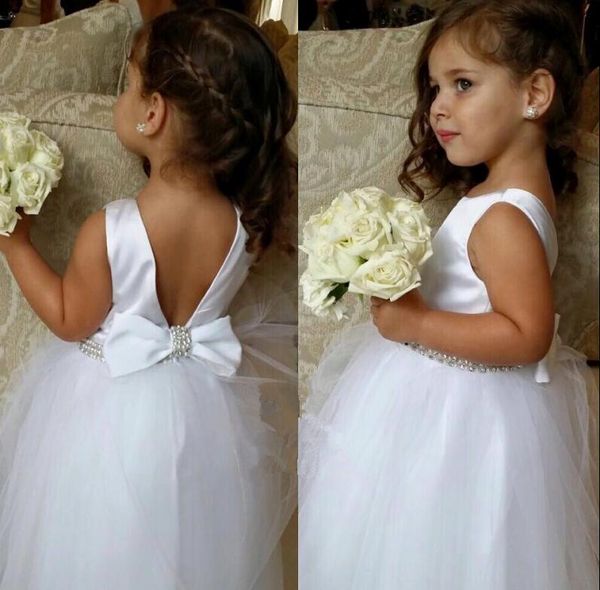 lovely 2019 new flower girl dress backless bow pearls a line floor length kids first communion dress birthday party gowns custom made, White;blue
lovely 2019 new flower girl dress backless bow pearls a line floor length kids first communion dress birthday party gowns custom made, White;blue