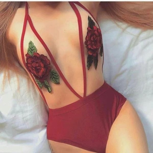 Summer Beach Sexy Women Solid Rose Embroidery Swim Suits One Piece Halter Neck Backless Lady Swinwear
Summer Beach Sexy Women Solid Rose Embroidery Swim Suits One Piece Halter Neck Backless Lady Swinwear