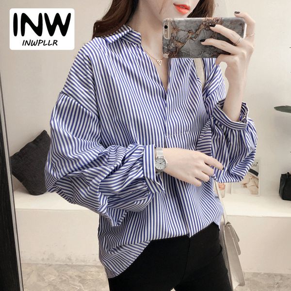 autumn women's blue striped blouses v-neck puff sleeve shirts female casual large size femme rayas blusas mujer moda 2019, White
autumn women's blue striped blouses v-neck puff sleeve shirts female casual large size femme rayas blusas mujer moda 2019, White