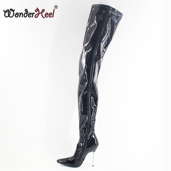 Wonderheel extreme high heel 12cm metal heel pointed toe patent over knee boot thigh high boot feti h crotch
Wonderheel extreme high heel 12cm metal heel pointed toe patent over knee boot thigh high boot feti h crotch