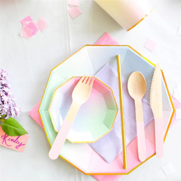 colorful disposable paper tableware sets gold rim paper drinking straws cups plates utensils wedding birthday party decoration
colorful disposable paper tableware sets gold rim paper drinking straws cups plates utensils wedding birthday party decoration