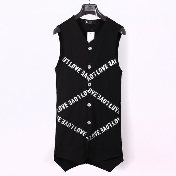 2018 new men's clothing hair stylist gd fashion british middle length v collar thin vest cloak singer costumes, Black;white
2018 new men's clothing hair stylist gd fashion british middle length v collar thin vest cloak singer costumes, Black;white