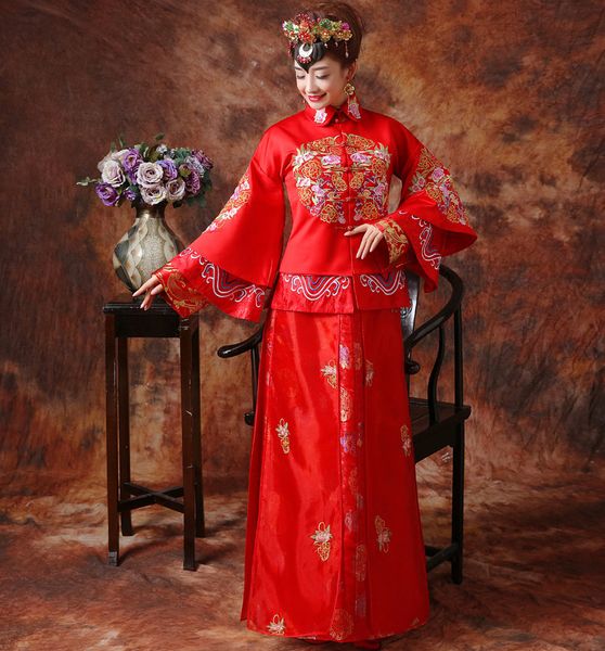 red chinese wedding bride cheongsam traditional style marry evening dress embroidery long qipao womens clothing size s - xxl
red chinese wedding bride cheongsam traditional style marry evening dress embroidery long qipao womens clothing size s - xxl