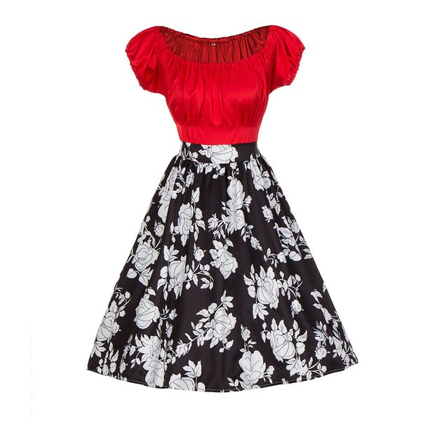 amazon wish2018 new retro graceful waist printing body slim, big pendant dress, White;black
amazon wish2018 new retro graceful waist printing body slim, big pendant dress, White;black