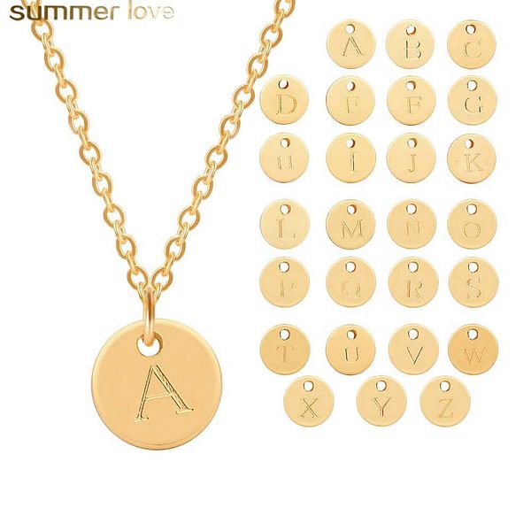 a-z intial letter round pendant necklace for women sliver gold plating 26 alphabet name charm necklace with gift card wholesale, Silver
a-z intial letter round pendant necklace for women sliver gold plating 26 alphabet name charm necklace with gift card wholesale, Silver