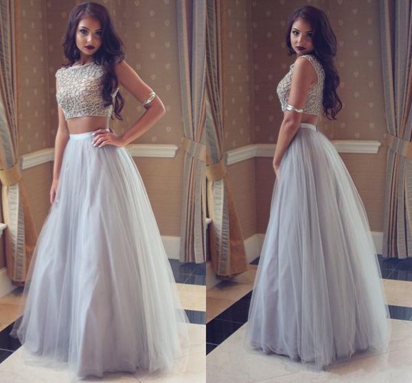 two pieces crystal beaded prom dresses arabic african soft tulle a-line evening party gowns prom dress, Black
two pieces crystal beaded prom dresses arabic african soft tulle a-line evening party gowns prom dress, Black