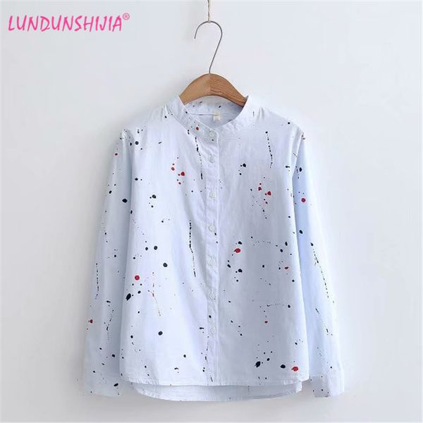 lundunshijia 2018 spring autumn women long sleeve blouse raindrops printed casual white blue cotton shirt female clothing
lundunshijia 2018 spring autumn women long sleeve blouse raindrops printed casual white blue cotton shirt female clothing