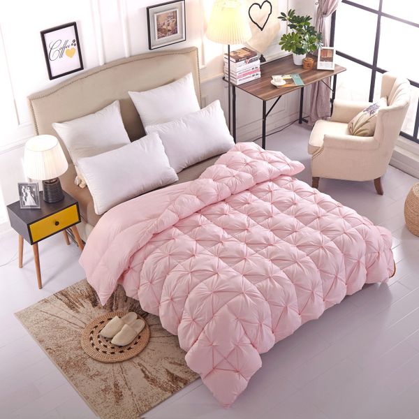

pink white color 95% goose down comforter soft warm queen king size quilt/duvet hypo allergenic bedroom autumn winter spring