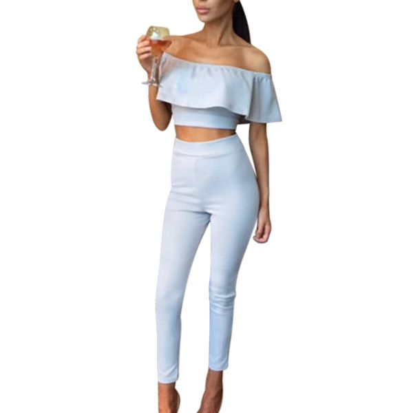 Casual Summer Two Piece Set Women Ruffles Crop Top Long Pants Suits Tracksuit Sexy Ladies Off Shoulder Blouse Trousers 2 Piece Set
Casual Summer Two Piece Set Women Ruffles Crop Top Long Pants Suits Tracksuit Sexy Ladies Off Shoulder Blouse Trousers 2 Piece Set
