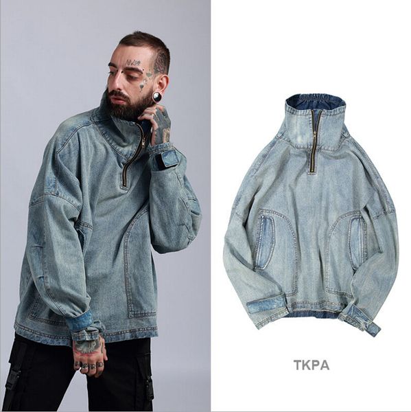 tkpa men spring jackets denim blue jean oversize coats turtleneck washed vintage light blue jacket, Black;brown
tkpa men spring jackets denim blue jean oversize coats turtleneck washed vintage light blue jacket, Black;brown