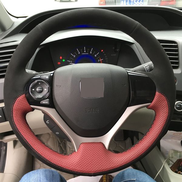 wine red leather black suede diy hand-stitched steering wheel cover for honda civic civic 9 2012-2015
wine red leather black suede diy hand-stitched steering wheel cover for honda civic civic 9 2012-2015