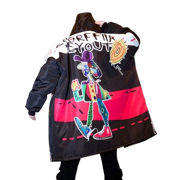 hip hop graffiti printing oversized long loose casual cotton padded coat men winter parkas jacket male streetwear windbreaker, Black
hip hop graffiti printing oversized long loose casual cotton padded coat men winter parkas jacket male streetwear windbreaker, Black