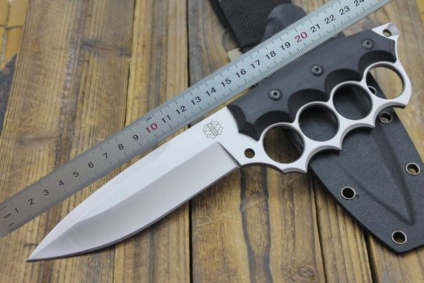 

Высокое Качество Выживания Прямой Нож 440C Drop Point Атласное Лезвие Полный Тан G10 Ручка Открытый Тактические Ножи С ABS K Оболочка