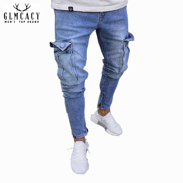 men's blue skinny pencil jeans with patch pocket hip hop elastic straight pants
men's blue skinny pencil jeans with patch pocket hip hop elastic straight pants