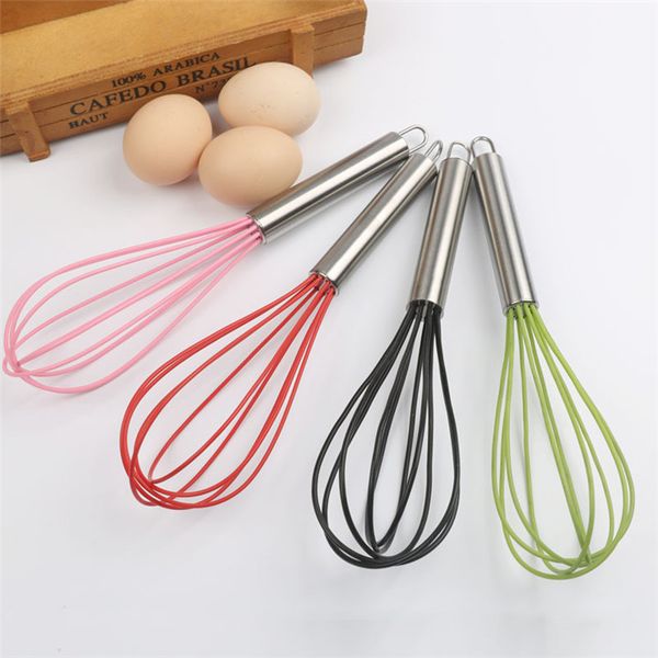 10" silicone egg whisk egg beater stainless steel handle kitchen gadget milk and egg beater blender
10" silicone egg whisk egg beater stainless steel handle kitchen gadget milk and egg beater blender