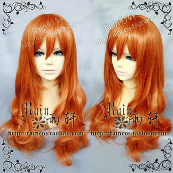 new dark orange long curly cosplay full wig, Black 
new dark orange long curly cosplay full wig, Black