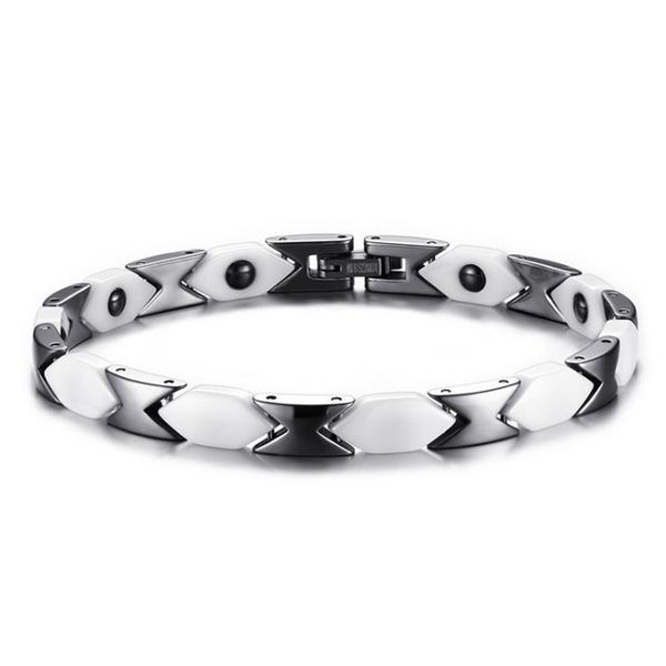 stainless steel ceramic black magnets stone bracelet for men white ceramic inlay black magnet stone heathy bracelet jewelry gift
stainless steel ceramic black magnets stone bracelet for men white ceramic inlay black magnet stone heathy bracelet jewelry gift
