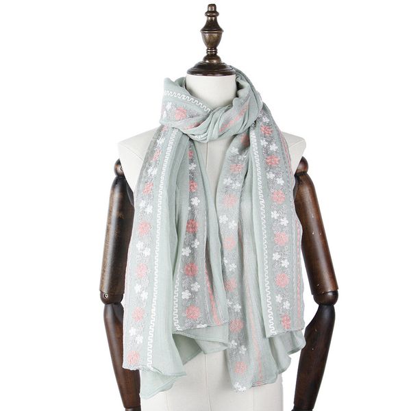 women's cotton comfortable hijabs muslim islamic scarf scarves fasion 2018 embroidered strip