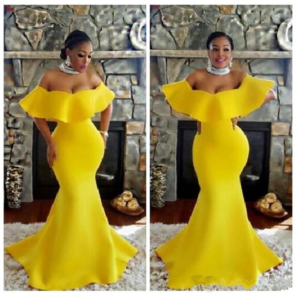 bright yellow mermaid prom dresses off shoulder evening gowns saudi arabia ladies special formal party gowns, Black
bright yellow mermaid prom dresses off shoulder evening gowns saudi arabia ladies special formal party gowns, Black