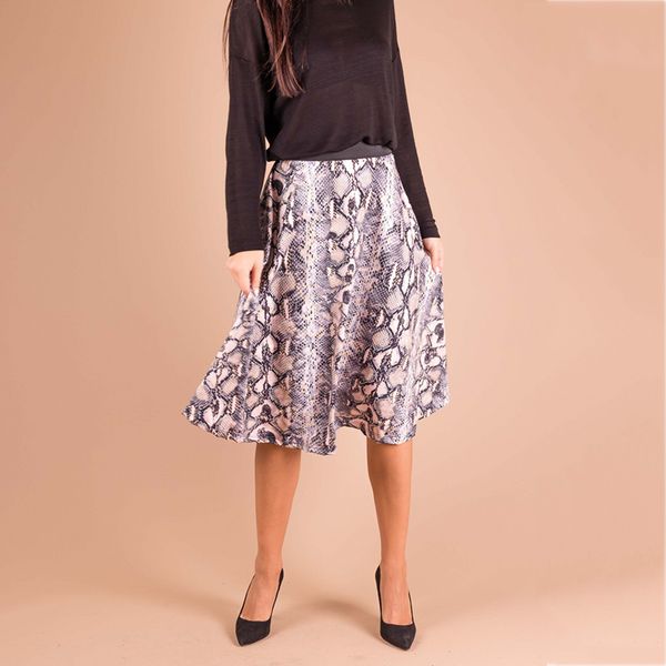2018 autumn fashion women's snake print long skirts casual elastic waist mid-calf vintage skirt, Black
2018 autumn fashion women's snake print long skirts casual elastic waist mid-calf vintage skirt, Black