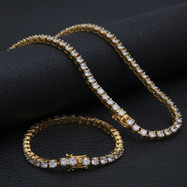 5mm 1 row hip hop jewelry sets men women zircon rhinestone clasp necklaces bracelets set golden bling crystal 24inch chains, Silver 
5mm 1 row hip hop jewelry sets men women zircon rhinestone clasp necklaces bracelets set golden bling crystal 24inch chains, Silver