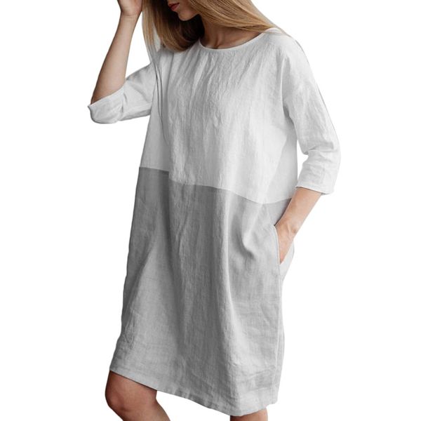 preppy style cotton linen dress women patchwork 3/4 sleeve baggy dress plus size female loose tunic long dresses vestidos, White;black
preppy style cotton linen dress women patchwork 3/4 sleeve baggy dress plus size female loose tunic long dresses vestidos, White;black