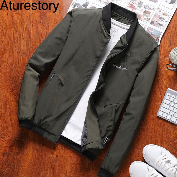 aturestory men's spring autumn casual baseball jacket men korean style thin uniform male solid slim outerwear spandex jackets, Black;brown
aturestory men's spring autumn casual baseball jacket men korean style thin uniform male solid slim outerwear spandex jackets, Black;brown
