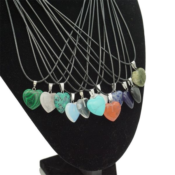 love heart druzy crystal stone necklace drusy charms with wax leather chains natural stone pendant necklaces, Silver
love heart druzy crystal stone necklace drusy charms with wax leather chains natural stone pendant necklaces, Silver