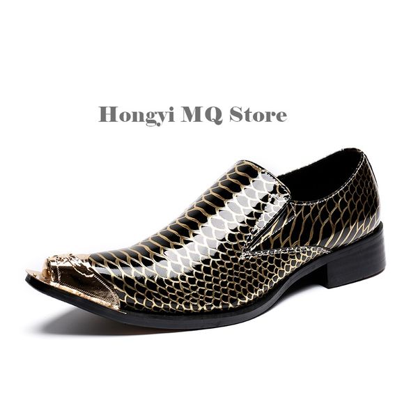 2018 fashion new style men's shoes with front metal toe handmade banquet and prom men loafers brown, Black