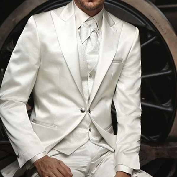 white business evening men suits for wedding wear three piece peaked lapel one button groomsmen groom tuxedos jacket pants vest, Black;gray
white business evening men suits for wedding wear three piece peaked lapel one button groomsmen groom tuxedos jacket pants vest, Black;gray