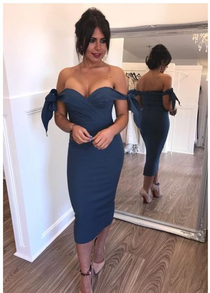 elegant dark blue tea length cocktail prom dresses off shoulders satin ruched sheath evening formal dresses new for women, Black
elegant dark blue tea length cocktail prom dresses off shoulders satin ruched sheath evening formal dresses new for women, Black