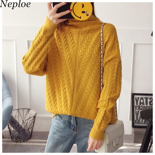 neploe 2018 autumn winter solid turtleneck sweater korean fashion long sleeve sueter mujer loose knitted thick women 68038, White;black
neploe 2018 autumn winter solid turtleneck sweater korean fashion long sleeve sueter mujer loose knitted thick women 68038, White;black
