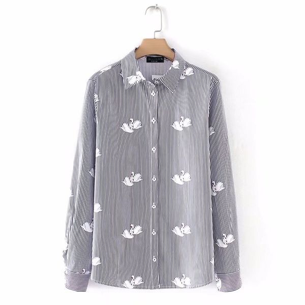 fashion 2018 women swan print blue striped long sleeve work blouse long sleeve turn down collar shirt blusa feminina, White
fashion 2018 women swan print blue striped long sleeve work blouse long sleeve turn down collar shirt blusa feminina, White