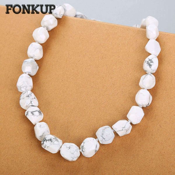 

fonkup natural turquoise necklace power stone chains men casual joyeria anniversary women white jewellery geometric rolo chain, Silver