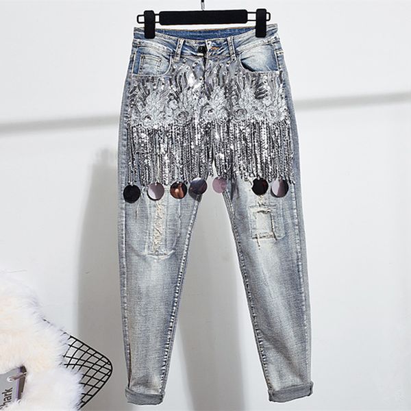 stretch skinny jeans femme elastic denim fashion beading sequined zippers washed vintage casual thin pants jeans with sequined, Blue
stretch skinny jeans femme elastic denim fashion beading sequined zippers washed vintage casual thin pants jeans with sequined, Blue