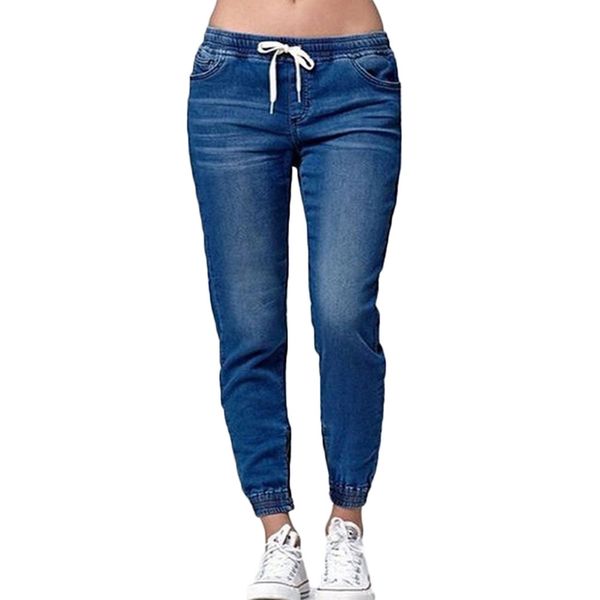 plus size women jeans elastic mid waist drawstring jeans drawstring lace up loose denim pants pencil loose casual pants, Blue
plus size women jeans elastic mid waist drawstring jeans drawstring lace up loose denim pants pencil loose casual pants, Blue